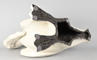 Enameled stoneware animal sculpture of a...