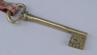 Brass chamberlain’s key with ribbon, 19th...
