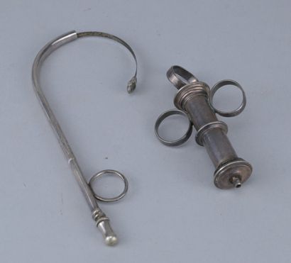 Urological catheter and syringe made of silver,...