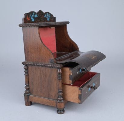 Miniature wooden secretary desk, late 19th...