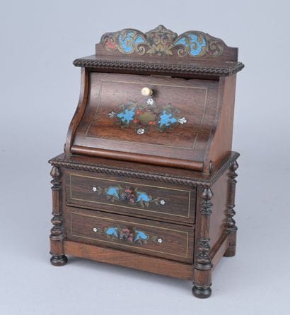 Miniature wooden secretary desk, late 19th...
