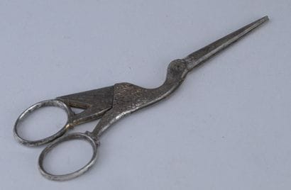 Ornamental scissors in the shape of a heron,...