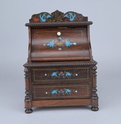 Miniature wooden secretary desk, late 19th...