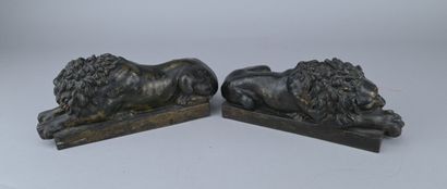 Pair of recumbent cast-iron lions, 19th century

Pair...