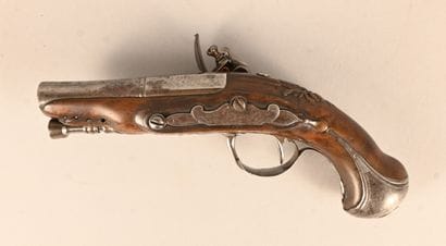 Pocket boxlock flintlock pistol with screw-in...