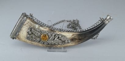 Scottish snuffbox made of horn, silver, and...