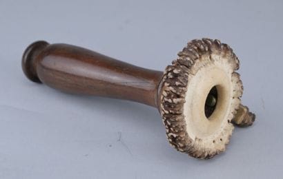 Wood and Deer Antler Leg of Lamb Carver,...
