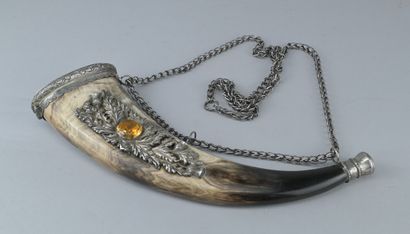 Scottish snuffbox made of horn, silver, and...