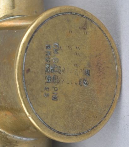 Boxwood and Brass Powder Flask, Brussels,...