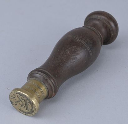 Masonic seal made of wood and brass, 18th...