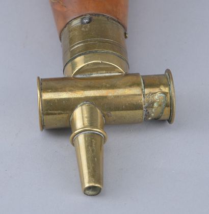 Boxwood and Brass Powder Flask, Brussels,...