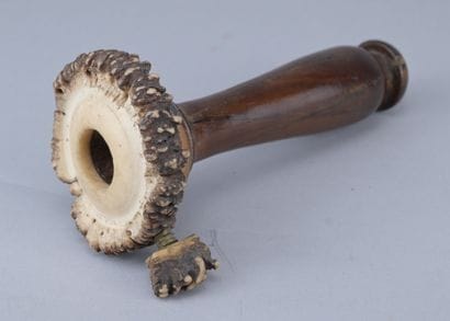 Wood and Deer Antler Leg of Lamb Carver,...