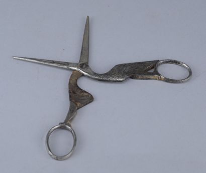 Ornamental scissors in the shape of a heron,...