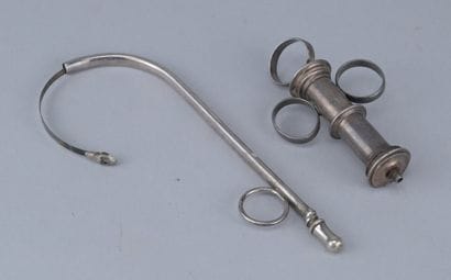 Urological catheter and syringe made of silver,...