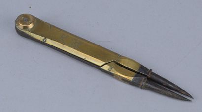 Antique wrought-iron and brass compass, 18th...