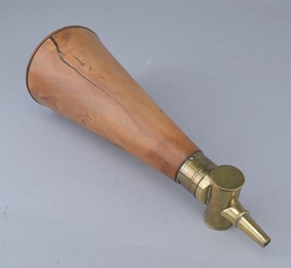 Boxwood and Brass Powder Flask, Brussels,...