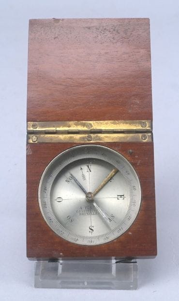 Pocket compass in a wooden case, early 20th...