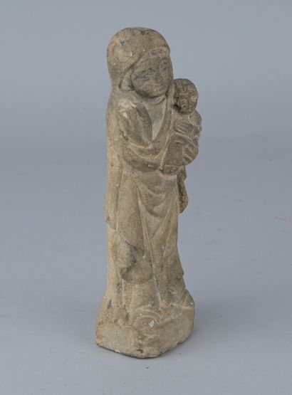 Virgin and Child in carved stoneware, 19th...