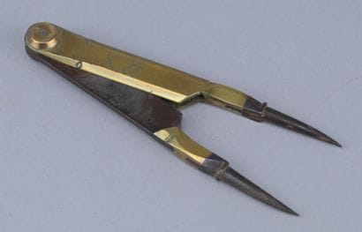 Antique wrought-iron and brass compass, 18th...
