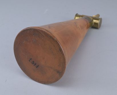 Boxwood and Brass Powder Flask, Brussels,...