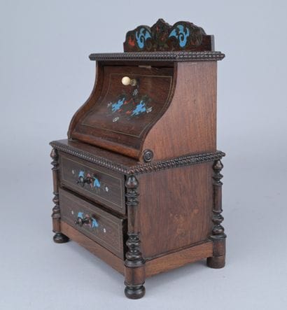 Miniature wooden secretary desk, late 19th...