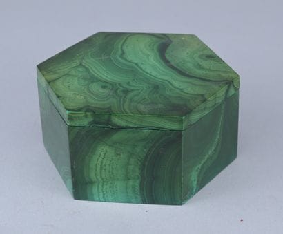 Hexagonal malachite box, 20th century

A...