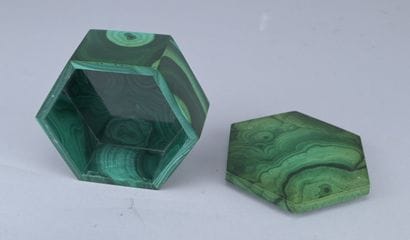 Hexagonal malachite box, 20th century

A...