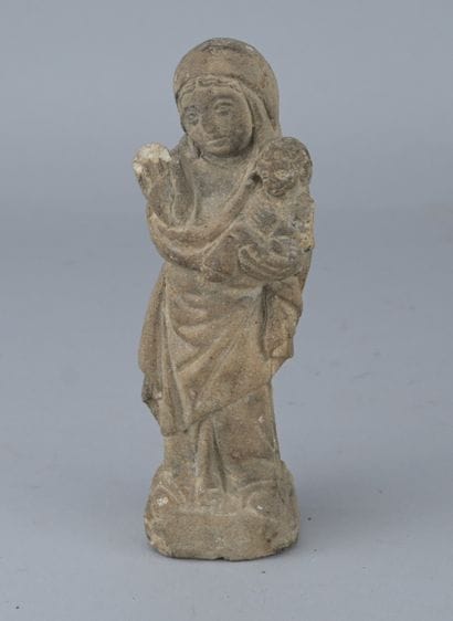 Virgin and Child in carved stoneware, 19th...