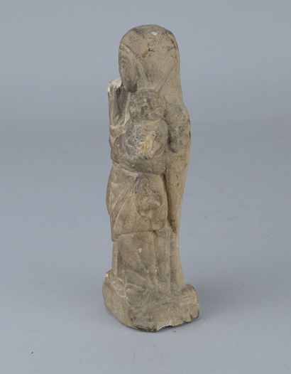 Virgin and Child in carved stoneware, 19th...