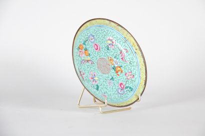 Enameled copper Cantonese plate, late 19th...