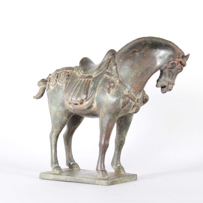 China – Bronze Parade Horse with Antique...