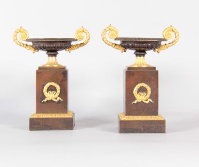 Pair of bronze tazzas from the Charles X...
