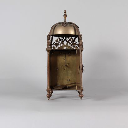 Brass lantern clock with striking mechanism...