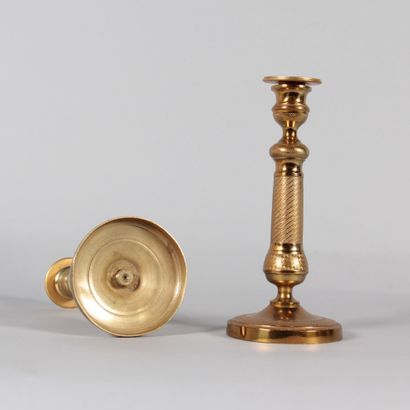 Pair of gilded bronze candlesticks – 19th...