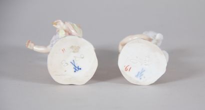 Meissen – Pair of polychrome porcelain statuettes...