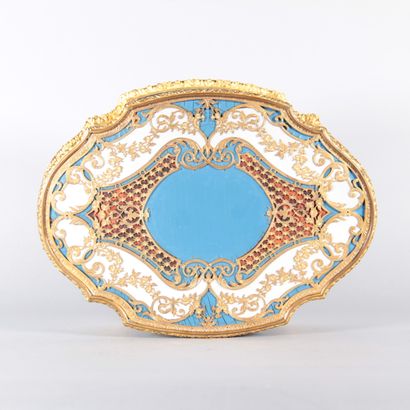 Large Napoleon III-era jewelry box in turquoise-blue...