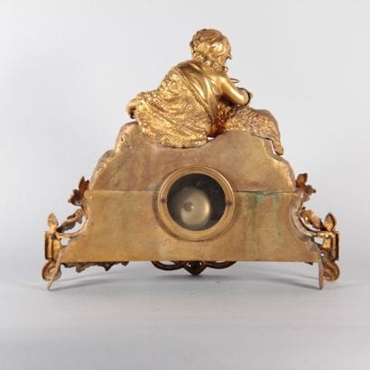 Gilded Bronze Clock – Boy with a Sheep –...
