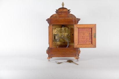 Wooden table clock with gilded bronze trim...