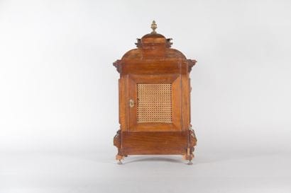 Wooden table clock with gilded bronze trim...