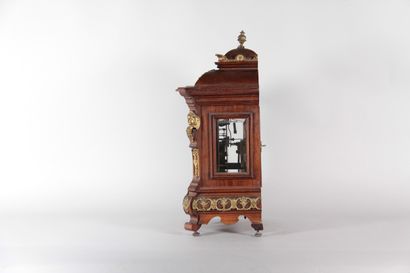 Wooden table clock with gilded bronze trim...