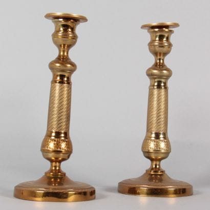 Pair of gilded bronze candlesticks – 19th...