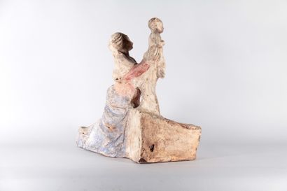 Dutch School – Polychrome Terracotta Mother...