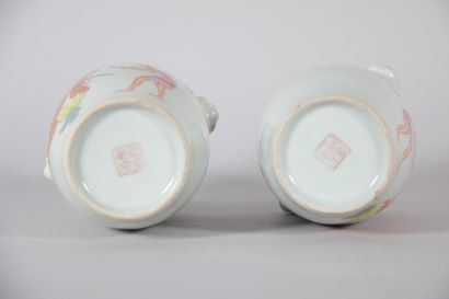 Pair of Chinese vases decorated with figures,...