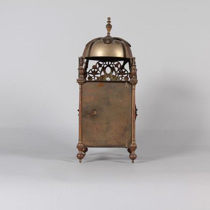 Brass lantern clock with striking mechanism...