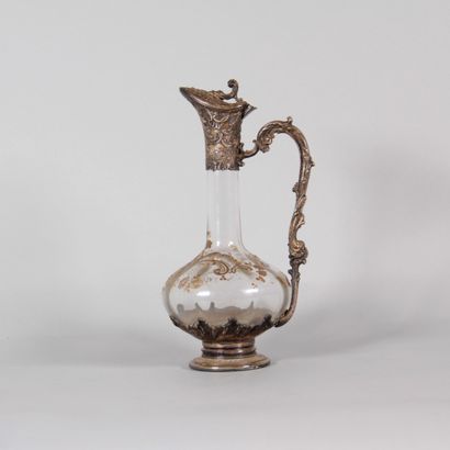 Gilded Crystal and Silver Plated Metal Ewer...