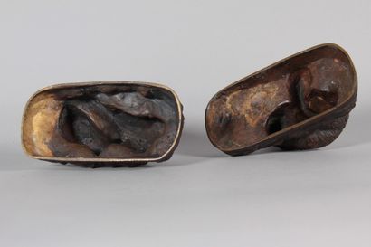 BUCI – Paire de groupes animaliers en bronze...