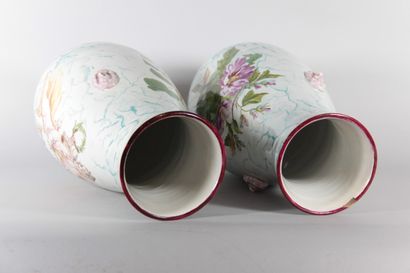 Pair of large polychrome earthenware vases,...
