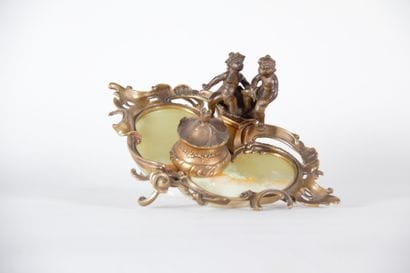 Louis XV-style bronze and onyx inkwell, late...