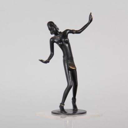 Patina-Finished Bronze Dancer Figurine, Rohac,...