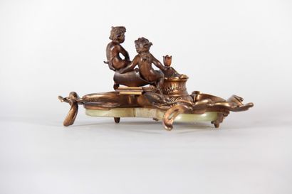 Louis XV-style bronze and onyx inkwell, late...